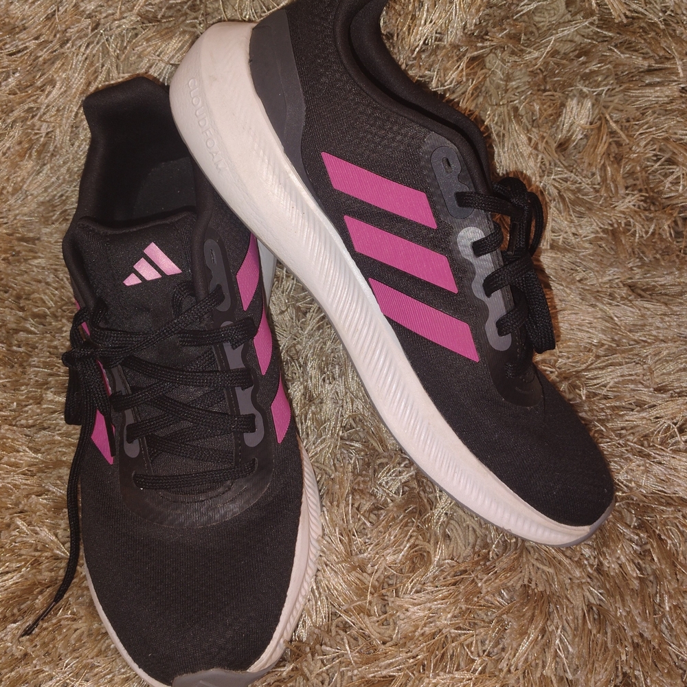 Adidas Black and Pink Sneakers with Breathable Mesh